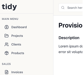 Sidebar showing organized workspace